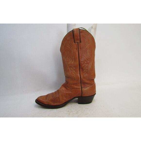 JUSTIN Mens Size 10 D Brown Orange Leather Cowboy Western Boots main image 4